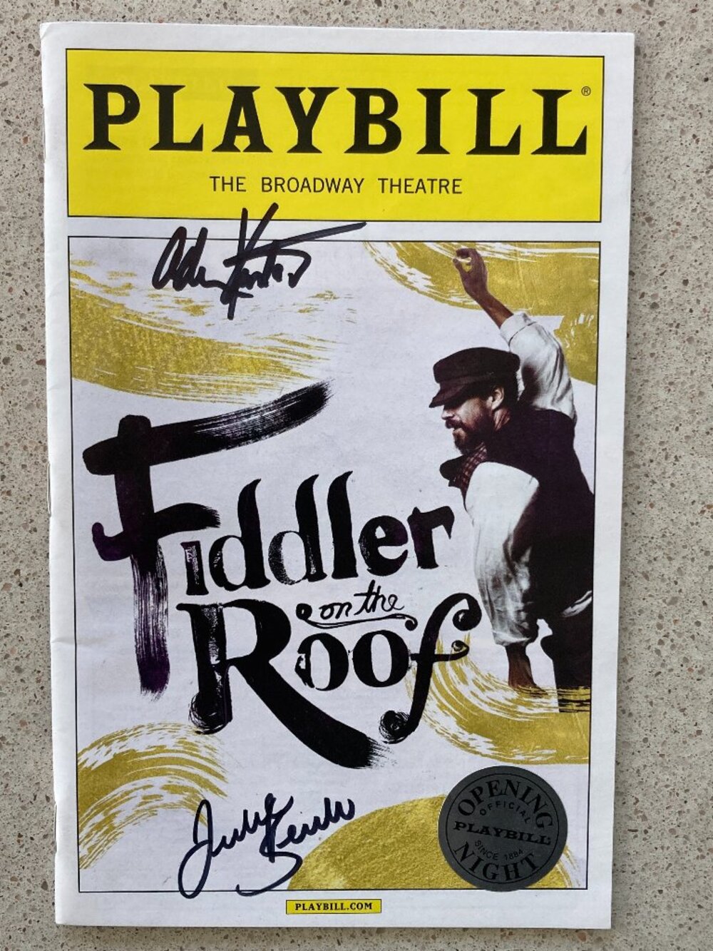 Adam Kantor JULIE BENKO Signed Silver Seal Playbill Fiddler on the Roof OpenNite